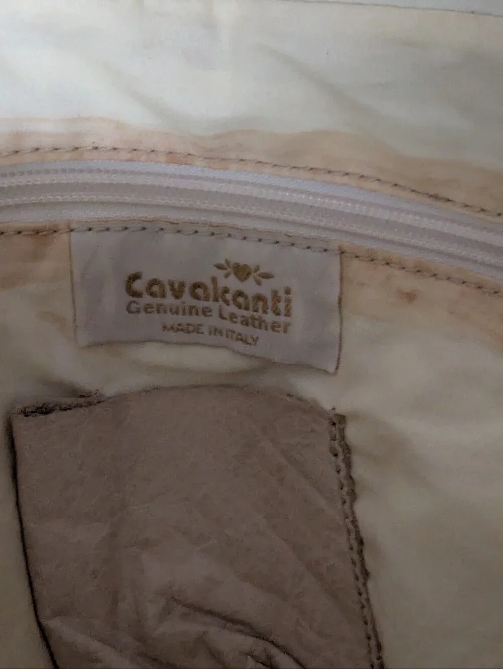 Cavalcanti Cream And Brown Slouchy Tote Hobo 2005-2009 Italian Leather